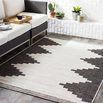 Livabliss Eagean-Modern Black Grey White Charcoal In- & Outdoor Rug 130 X 180 Cm Easy CareNon Shedding from B&Q