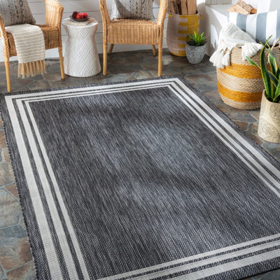 Livabliss Eagean-Vintage Grey Cream Black Charcoal In- & Outdoor Rug 130 X 180 Cm Easy CareNon Shedding from B&Q