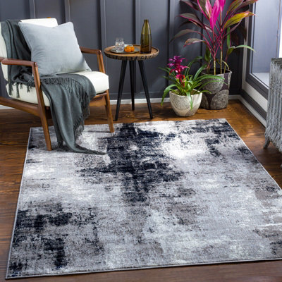 Livabliss Wanderlust-Abstract Blue Grey Burgundy Modern Marble Living Dining Bedroom Rug 200 X 275 Cm Easy CareNon Shedding from B&Q