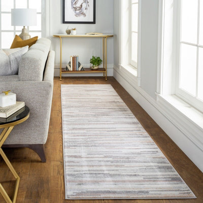 Livabliss Roma-Modern Grey Brown White Living Dining Bedroom Rug 80 X 220 Cm Easy CareNon Shedding from B&Q