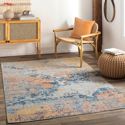 Livabliss Huntington Beach-Modern Blue Yellow Orange In- & Outdoor Rug 200 X 275 Cm Easy CareNon Shedding from B&Q
