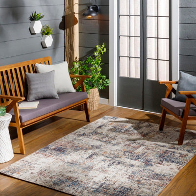 Livabliss Huntington Beach-Modern Cream Blue Red In- & Outdoor Rug 200 X 275 Cm Easy CareNon Shedding from B&Q