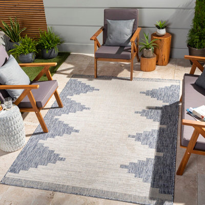 Livabliss Eagean-Global Blue Grey Taupe Off-White In- & Outdoor Rug 160 X 230 Cm Easy CareNon Shedding from B&Q