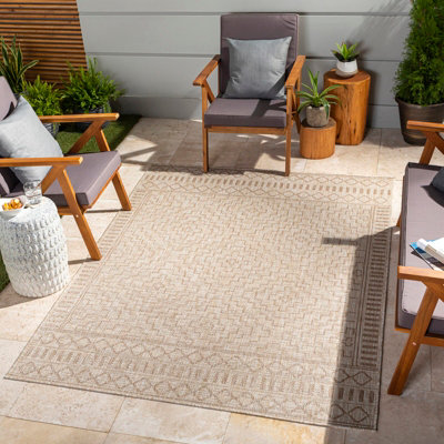 Livabliss Tuareg-Global Brown Ivory Graphic In- & Outdoor Jute-Look Rug 160 X 213 Cm Easy CareNon Shedding from B&Q