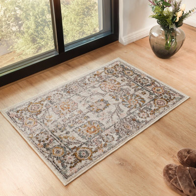 Livabliss Amira Vintage Traditional Oriental Boho Burnt Area Rug 60 X 90 Cm Orange