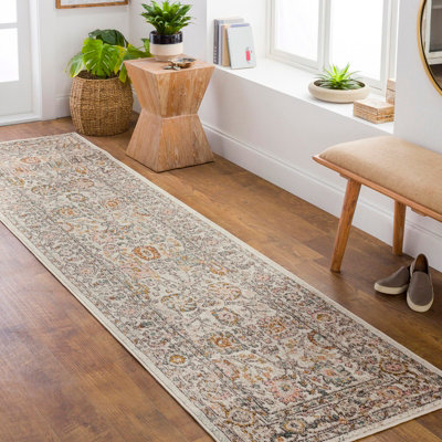 Livabliss Ankara-Vintage Pink Grey Traditional Boho Living Dining Bedroom Rug 80 X 220 Cm Easy CareNon Shedding from B&Q