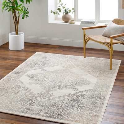 Livabliss Roma-Vintage Grey Brown Green Traditional Boho Living Dining Bedroom Rug 200 X 275 Cm Easy CareNon Shedding from B&Q