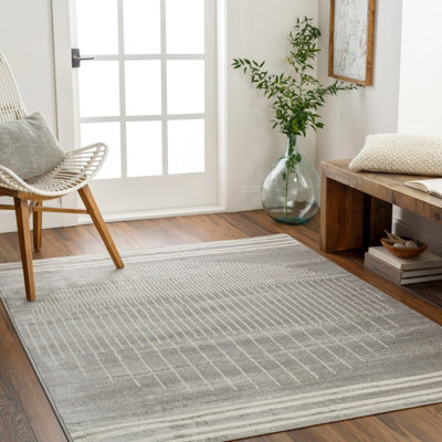 Livabliss Floransa-Geometric Grey Ivory Brown Modern Living Dining Bedroom Rug 160 X 215 Cm Easy CareNon Shedding from B&Q