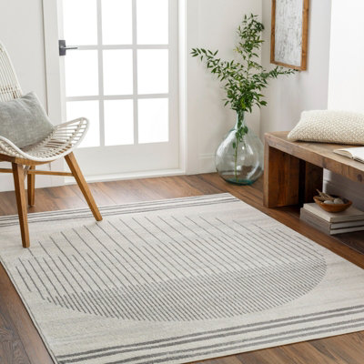 Livabliss Floransa-Geometric Grey Ivory Brown Modern Living Dining Bedroom Rug 160 X 215 Cm Easy CareNon Shedding from B&Q