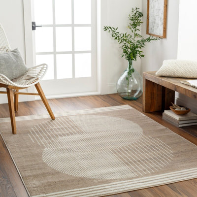 Livabliss Floransa-Geometric Brown Grey Blue Modern Living Dining Bedroom Rug 160 X 215 Cm Easy CareNon Shedding from B&Q