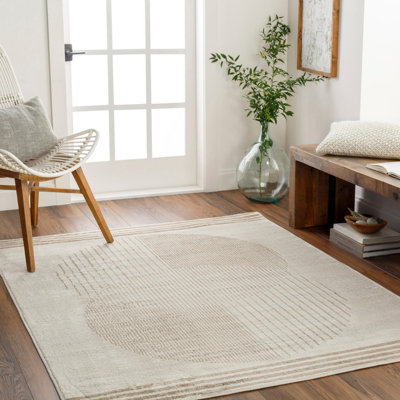 Livabliss Floransa-Geometric Brown Grey Blue Modern Living Dining Bedroom Rug 160 X 215 Cm Easy CareNon Shedding from B&Q