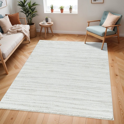 Livabliss Cloudy Shaggy-Modern Ivory Grey Soft Plush Pile Living Bedroom Rug 160 X 213 Cm Easy CareNon Shedding from B&Q
