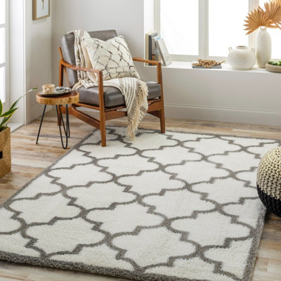 Livabliss Cloudy Shaggy-Modern Ivory Grey Soft Plush Pile Living Bedroom Rug 160 X 213 Cm Easy CareNon Shedding from B&Q