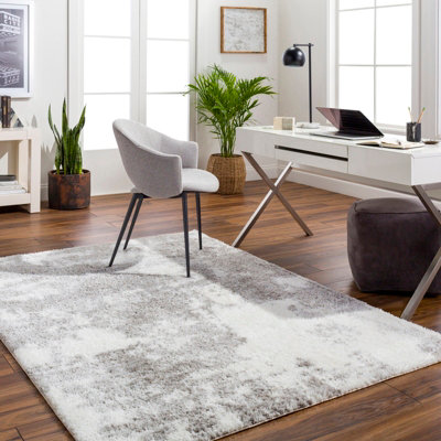 Livabliss Cloudy Shaggy-Modern Ivory Grey Soft Plush Pile Living Bedroom Rug 160 X 213 Cm Easy CareNon Shedding from B&Q