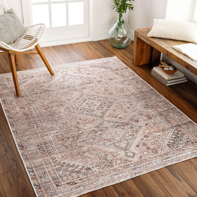 Livabliss Amelie-Washable Light Brown Traditional Vintage Boho Living Dining Rug 160 X 220 Cm Easy CareNon Shedding from B&Q