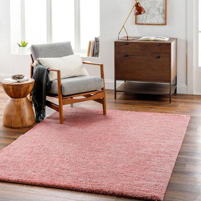 Livabliss Cloudy Shaggy-Solid Color Pink Plush Soft Pile Living Bedroom Rug 160 X 213 Cm Easy CareNon Shedding from B&Q