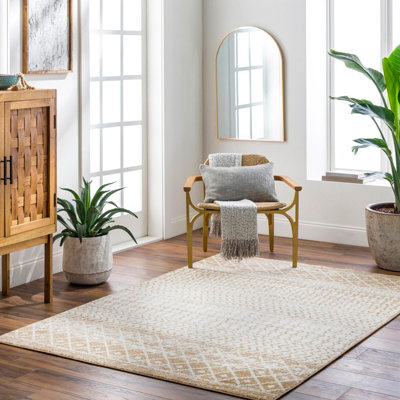 Livabliss Elaziz-Geometric Cream Taupe Brown Global Living Dining Bedroom Rug 120 X 170 Cm Easy CareNon Shedding from B&Q