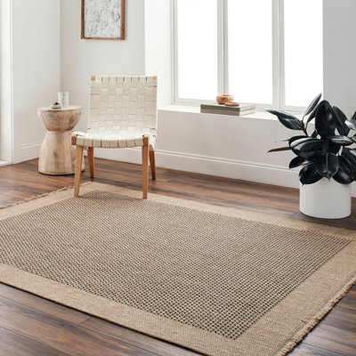 Livabliss Mirage-Cottage Tan Black Fringe In- & Outdoor Jute-Look Rug 200 X 275 Cm Easy CareNon Shedding from B&Q