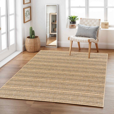 Livabliss Mirage-Cottage Tan Black Fringe In- & Outdoor Jute-Look Rug 200 X 275 Cm Easy CareNon Shedding from B&Q