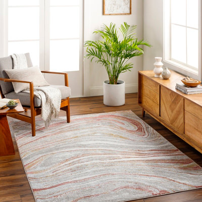 Livabliss San Francisco-Modern Pink Grey Yellow Graphic Living Dining Bedroom Rug 160 X 213 Cm Easy CareNon Shedding from B&Q