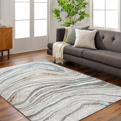 Livabliss San Francisco-Modern Grey Blue Yellow Graphic Living Dining Bedroom Rug 160 X 213 Cm Easy CareNon Shedding from B&Q