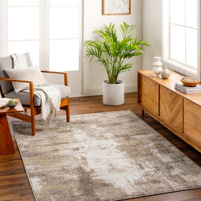 Livabliss San Francisco-Abstract Brown Taupe Grey Modern Marble Living Dining Bedroom Rug 160 X 213 Cm Easy CareNon Shedding from B&Q
