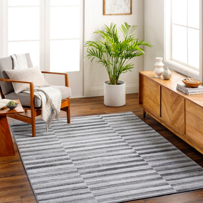 Livabliss San Francisco-Modern Grey Black Charcoal Graphic Living Dining Bedroom Rug 160 X 213 Cm Easy CareNon Shedding from B&Q