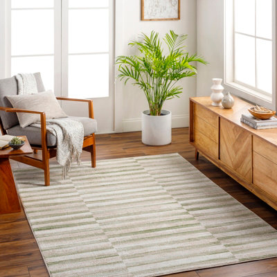 Livabliss San Francisco-Modern Green Taupe Tan Graphic Living Dining Bedroom Rug 160 X 213 Cm Easy CareNon Shedding from B&Q