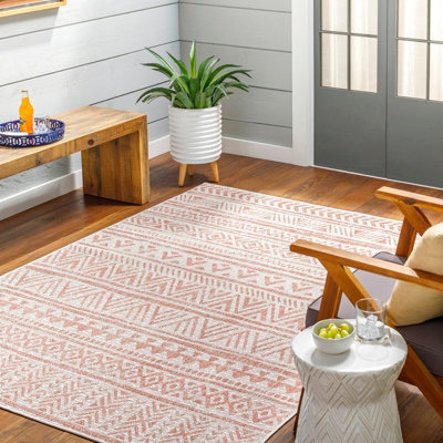 Livabliss Eagean-Global Pink Ivory Brown In- & Outdoor Rug 160 X 230 Cm Easy CareNon Shedding from B&Q