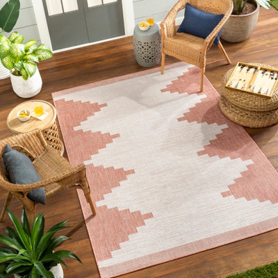 Livabliss Eagean-Global Pink Ivory Brown In- & Outdoor Rug 130 X 180 Cm Easy CareNon Shedding from B&Q