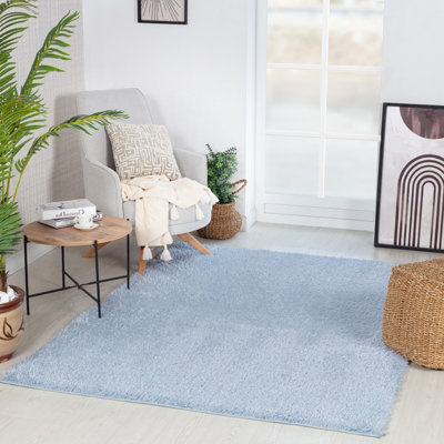 Livabliss Moda Shaggy-Solid Color Blue Plush Soft Pile Living Bedroom Rug 200 X 275 Cm Easy CareNon Shedding from B&Q
