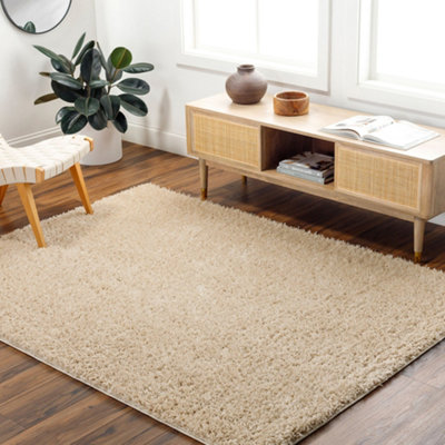 Livabliss Moda Shaggy-Solid Color Beige Plush Soft Pile Living Bedroom Rug 200 X 275 Cm Easy CareNon Shedding from B&Q