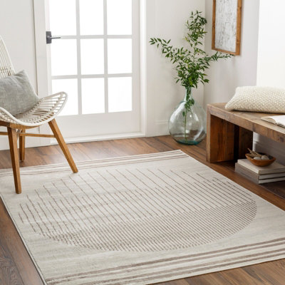 Livabliss Floransa-Geometric Grey Ivory Brown Modern Living Dining Bedroom Rug 120 X 170 Cm Easy CareNon Shedding from B&Q