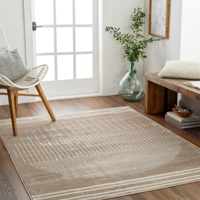 Livabliss Floransa-Geometric Grey Ivory Brown Modern Living Dining Bedroom Rug 120 X 170 Cm Easy CareNon Shedding from B&Q