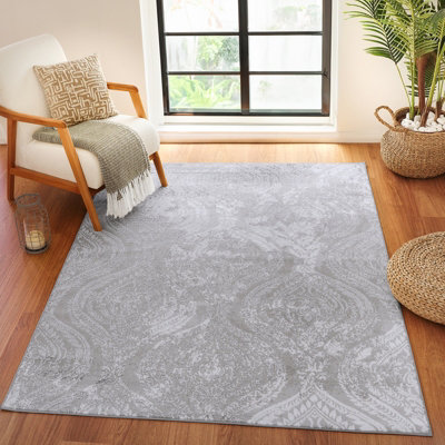 Livabliss Lustro-Vintage Grey Off-White Beige Traditional Boho Living Dining Bedroom Rug 120 X 170 Cm Easy CareNon Shedding from B&Q
