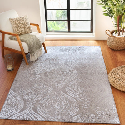 Livabliss Lustro-Vintage Beige Grey Off-White Traditional Boho Living Dining Bedroom Rug 200 X 275 Cm Easy CareNon Shedding from B&Q