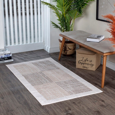 Livabliss Aitana Scandi Modern Area Rug 80 X 150 Cm Beige/White