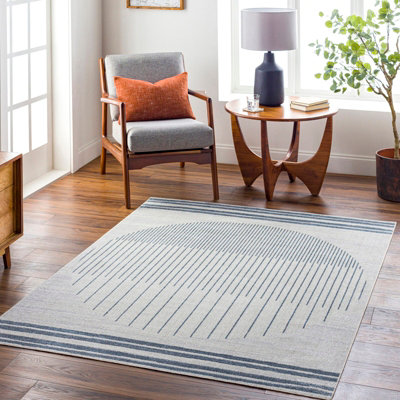 Livabliss Lillian-Washable Blue Grey Geometric Living Dining Rug 120 X 170 Cm Easy CareNon Shedding from B&Q