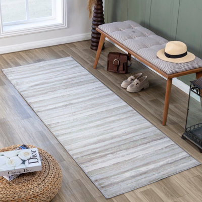 Livabliss Roma-Modern Brown Grey Green Living Dining Bedroom Rug 80 X 220 Cm Easy CareNon Shedding from B&Q