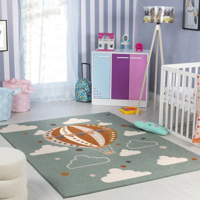 Livabliss Ankara-Kids Multicoloured Grey Blue Washable Rug For Children's Rooms 160 X 213 Cm Easy CareNon Shedding from B&Q