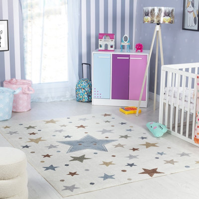 Livabliss Lillian-Kids Beige Blue Orange Green Washable Rug For Children's Rooms 160 X 213 Cm Easy CareNon Shedding from B&Q
