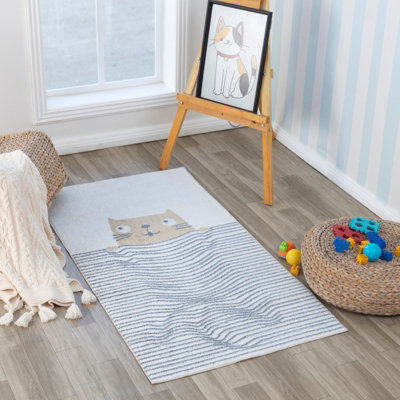 Livabliss Lillian-Kids Beige Brown Grey Black Washable Rug For Children's Rooms 80 X 150 Cm Easy CareNon Shedding from B&Q