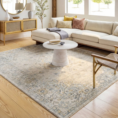 Livabliss Avellino-Vintage Grey Beige Blue Traditional Boho High Pile Living Dining Bedroom Rug 160 X 213 Cm Easy CareNon Shedding from B&Q