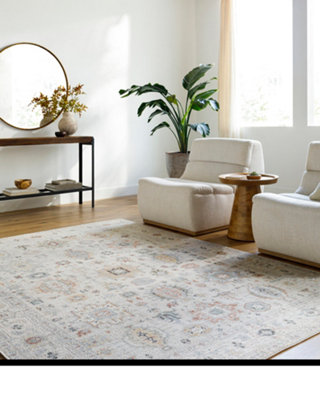 Livabliss Our Pnw Home Spokane-Vintage Ivory Pink Yellow Traditional Boho Living Dining Bedroom Rug 117 X 170 Cm Easy CareNon Shedding from B&Q