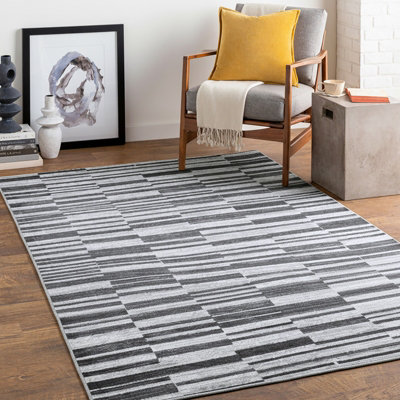 Livabliss Monte Carlo-Modern Black White Grey Graphic Living Dining Bedroom Rug 160 X 220 Cm Easy CareNon Shedding from B&Q