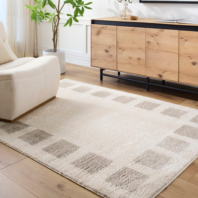 Livabliss Fossay Shaggy-Washable Beige Grey Modern Hig Pile Living Bedroom Rug 200 X 275 Cm Easy CareNon Shedding from B&Q