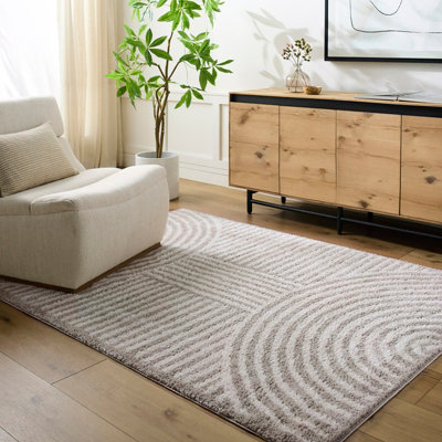 Livabliss Fossay Shaggy-Washable Beige Grey Modern Hig Pile Living Bedroom Rug 200 X 275 Cm Easy CareNon Shedding from B&Q