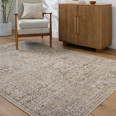 Livabliss Galey Alix Myrtle Avenue-Vintage Beige Grey Brown Traditional Boho Fringe Living Dining Bedroom Rug 200 X 275 Cm Easy Care from B&Q