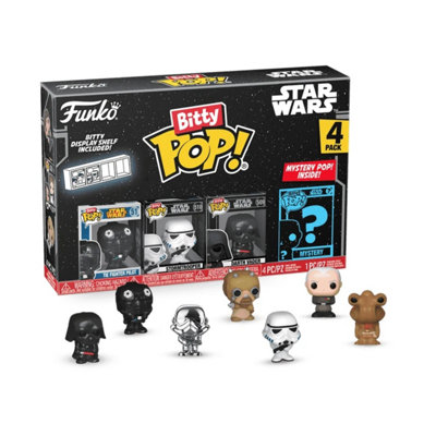 Funko Pack Of 4 Bitty Pop Star Wars - Darth Vader, Tie Pilot, Stormtrooper & Mystery Figure