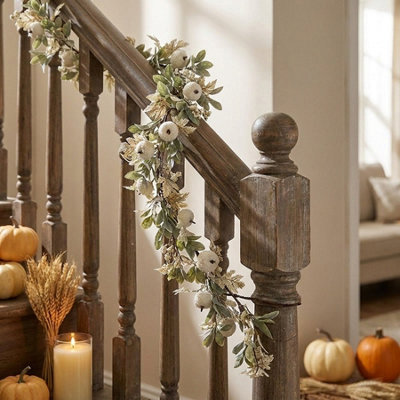 B&Q -  Textured White Pumpkin Decorative Garland
